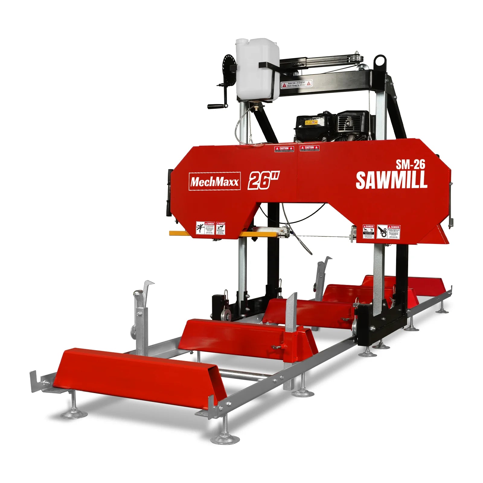 26" Portable Sawmill, 420cc 15HP E-Start Gasoline Engine, 22" Board Width, 13' Track Length , SM26