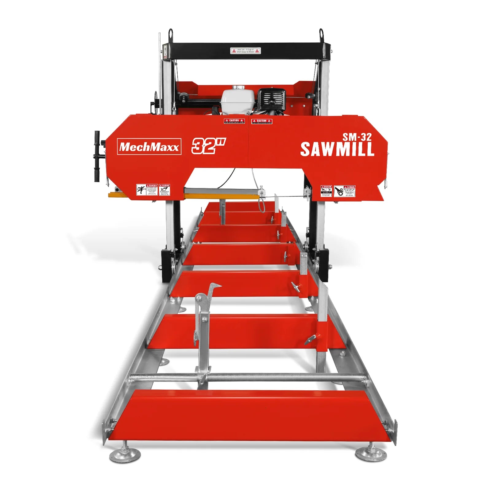 32" Portable Sawmill (5 x Blades Included), HONDA GX390 389cc E-Start Gasoline Engine, 29" Board Width, 20' Track Length (13' Track Length + 6.6' Track Extension Included) , SM32