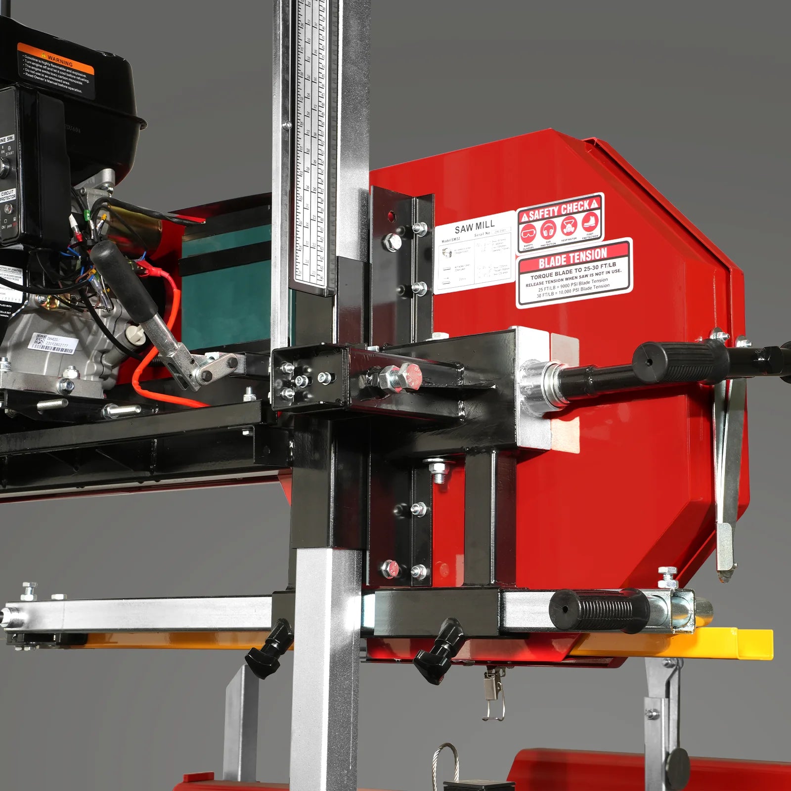 32" Portable Sawmill with 420cc 15HP E-Start Engine - 5 Blades, 29" Cutting Width, 20' Track (Includes Extension) - Model SM32