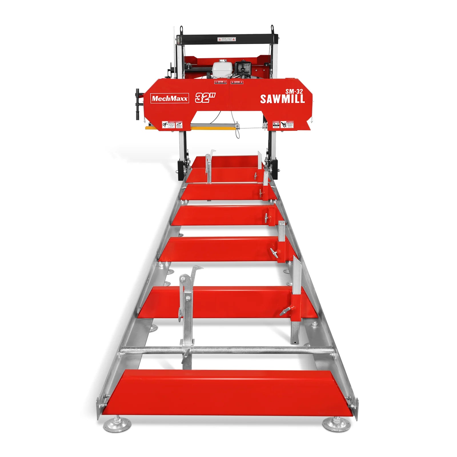 32" Portable Sawmill (5 x Blades Included), HONDA GX390 389cc E-Start Gasoline Engine, 29" Board Width, 20' Track Length (13' Track Length + 6.6' Track Extension Included) , SM32