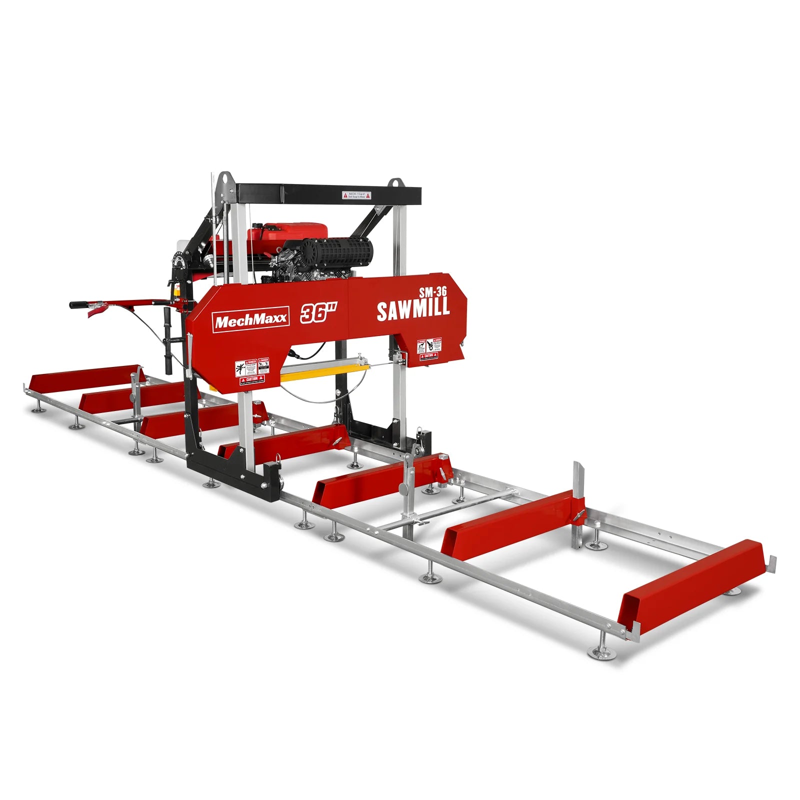 36" MAX Portable Sawmill with 25HP 750cc ZONSEN V-Twin Engine - 36" Cutting Width, 20' Track, Includes 10 Blades - Model SM36MAX