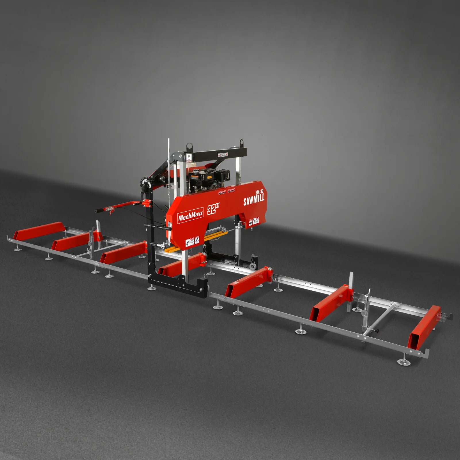 32" Portable Sawmill with 420cc 15HP E-Start Engine - 5 Blades, 29" Cutting Width, 20' Track (Includes Extension) - Model SM32