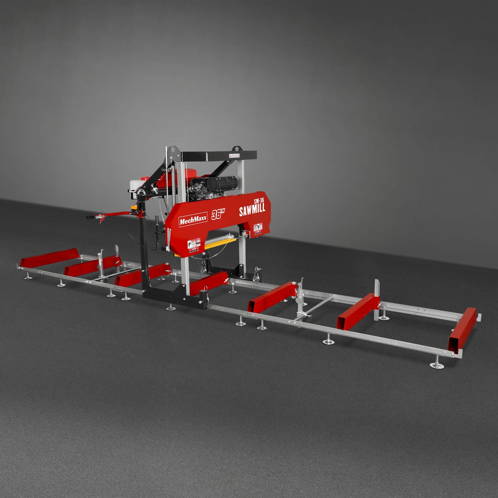 36" MAX Portable Sawmill with 25HP 750cc ZONSEN V-Twin Engine - 36" Cutting Width, 20' Track, Includes 10 Blades - Model SM36MAX