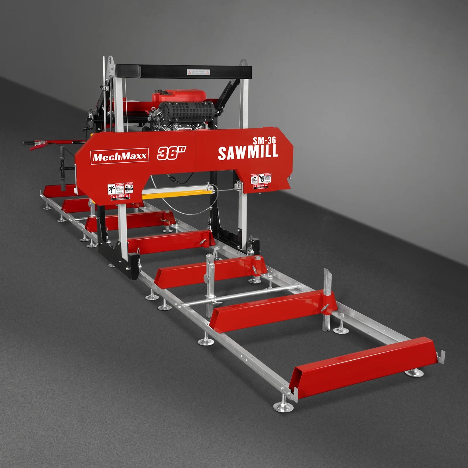 36" MAX Portable Sawmill with 25HP 750cc ZONSEN V-Twin Engine - 36" Cutting Width, 20' Track, Includes 10 Blades - Model SM36MAX