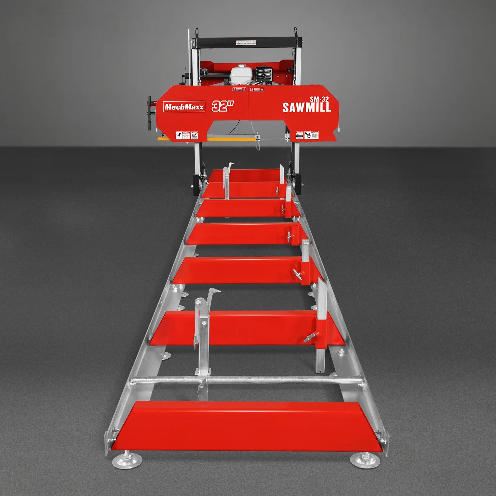 32" Portable Sawmill (5 x Blades Included), HONDA GX390 389cc E-Start Gasoline Engine, 29" Board Width, 20' Track Length (13' Track Length + 6.6' Track Extension Included) , SM32