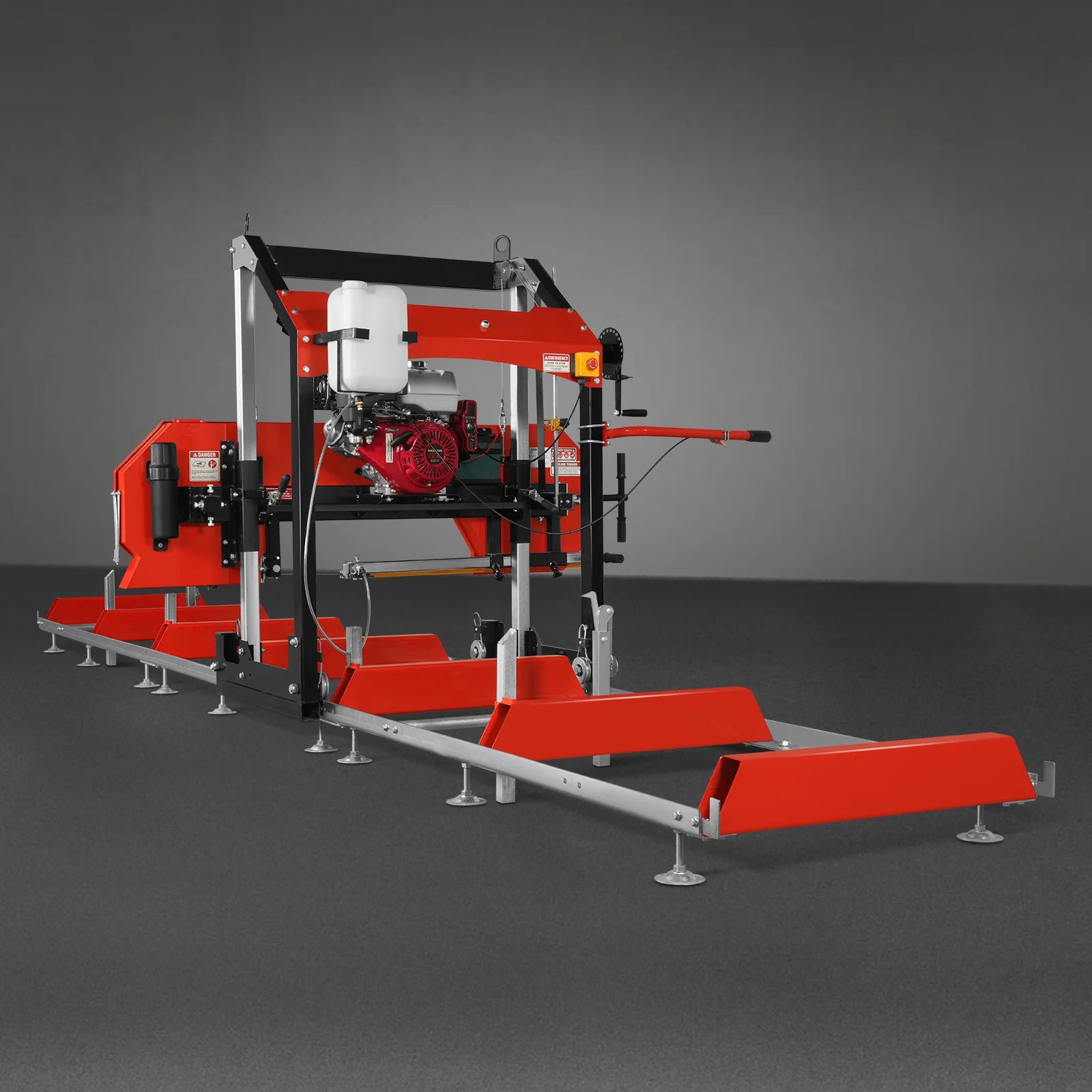 32" Portable Sawmill (5 x Blades Included), HONDA GX390 389cc E-Start Gasoline Engine, 29" Board Width, 20' Track Length (13' Track Length + 6.6' Track Extension Included) , SM32