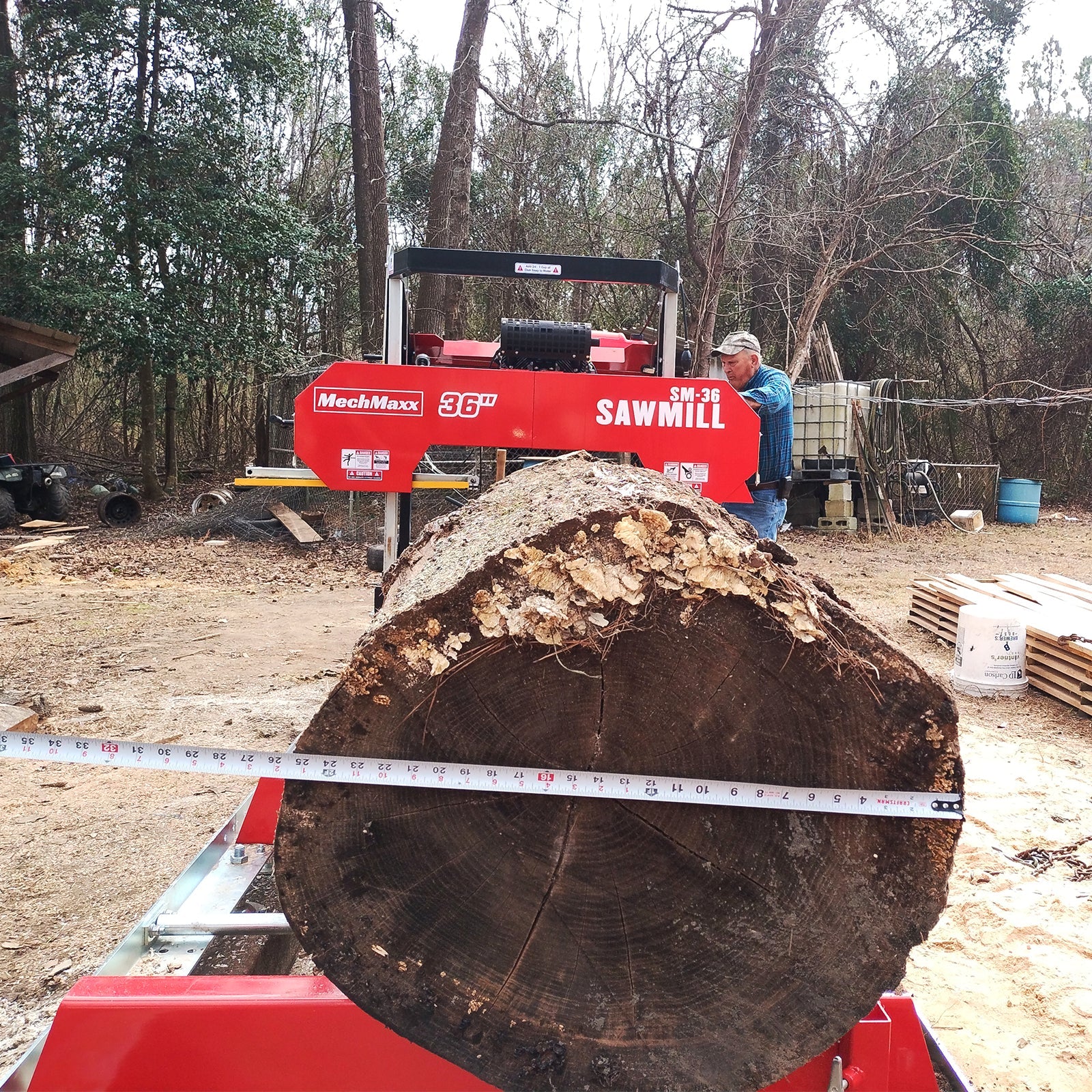 36" MAX Portable Sawmill with 25HP 750cc ZONSEN V-Twin Engine - 36" Cutting Width, 20' Track, Includes 10 Blades - Model SM36MAX
