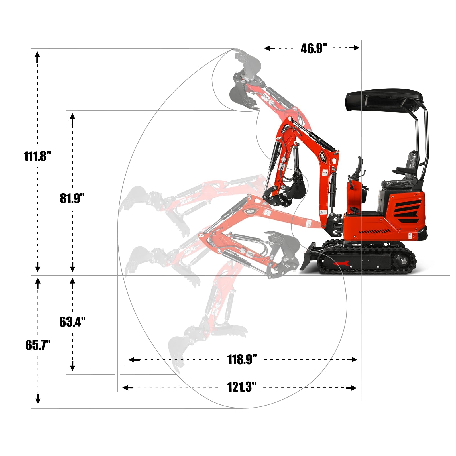 Mini Compact Excavator HONDA GX390 Engine, 65.7